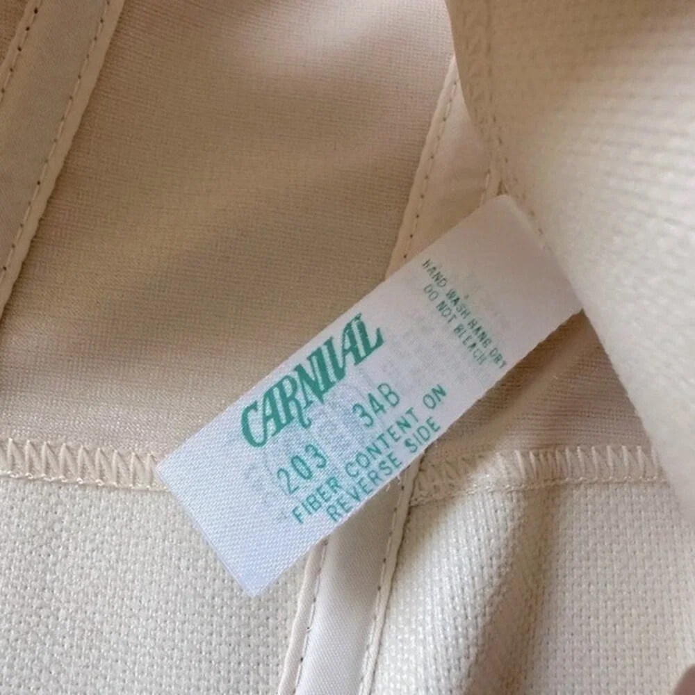 Vintage CARNIVAL Cream Satin Bare-Back Plunge Satin Bustier Corset 34B Y2K